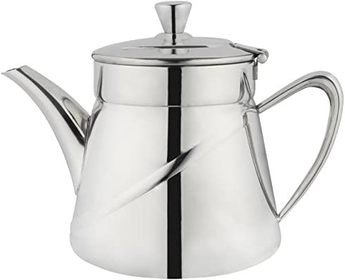 Café Olé Arabica Tetera Lisa, Acabado Espejo, Acero Inoxidable 18/10, Apta Para Lavavajillas, Pomo y Asa de Tacto Frío, 48 oz, 1,4 Litros, ABT-048