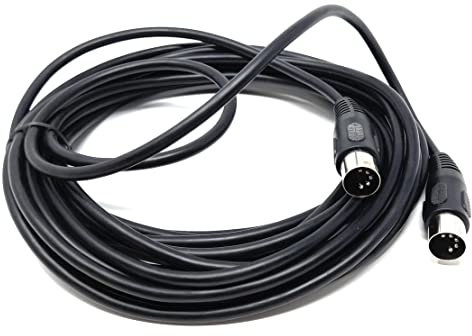 DRUT 6m, 5 Pin MIDI Male to Male DIN Plug Audio Cable for Music Instruments (20ft, Black)