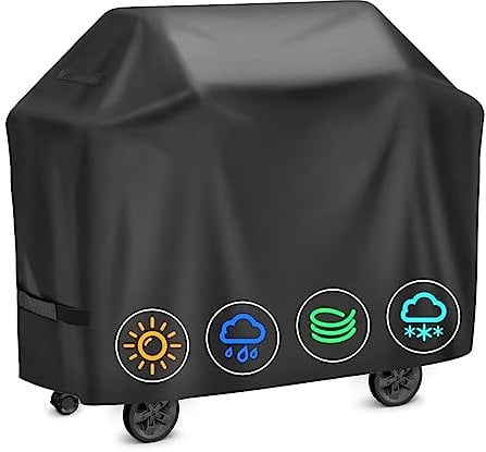 RISVOWO Funda para Barbacoa, Cubierta BBQ de Parrilla, 210D Oxford Funda Barbacoa Exterior Impermeable para Exterior Prueba de Lluvia/Viento/UV(147x61x117cm)