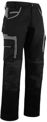 WrightFits Olympian Pro Pantalon de travail pour homme - Pantalon cargo pour homme - Pantalon de travail avec poches genouillères - Pantalon combat en noir et gris (76,2 à 106,7 cm), Noir , 34W / 31L