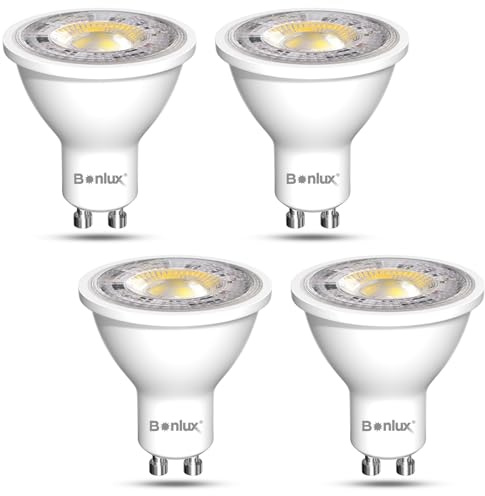 Bonlux GU10 LED Spotlicht 12V KaltesWeiß 6000K MR16 LED Lampe, 7W Ersetzt 65W Halogenlampe, AC 12V LED Leuchtmittel MR16 GU10 Strahler, 38°Abstrahlwinkel Reflektorlampen, Nicht Dimmbar, 4 Stück