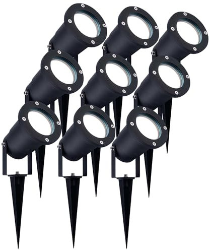 Ledvion - 9X LED Strahler, Aluminium, IP65, 5W, 6500K, 1 Meter Kabel, LED Spot, Garten Spot