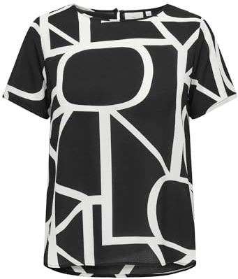 ONLY Carmakoma Damen Carvica Life Top WVN Noos T-Shirt, Black/AOP:Maritime Great Logo, 42 Große Größen EU