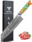 SANMUZUO Couteau Kiritsuke de 22cm - Couteau de Chef en Damas - Japonais en Acier de Damas 67 Couches Couteau de Cuisine - Manche en Résine (Orange Fantastique) - Xuan Série