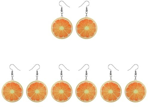 Holibanna 4 Paar Organge-Ohrringe Acryl Kreativ Fruchtförmiger Ohrring Damen-Ohrhänger Ohrschmuck Lustig Lebensechte Früchte Flache Ohrringe Für Frauen Und Mädchen Orange