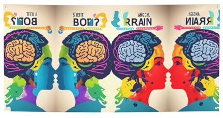 DRTGEDS Hintergrund und Schilder für die linke und rechte Gehirnhälfte, personalisierbar, Banner für Motto-Party, Geburtstag, Abschlussfeier