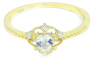 Stfery Eheringe 585 Gold Ringe für Frauen Herz Mondstein Ring Verlobung Damen