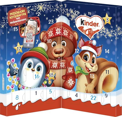 kinder Mix Tisch-Adventskalender – Adventskalender mit leckeren Schokoladen-Spezialitäten – 1 Kalender à 113g