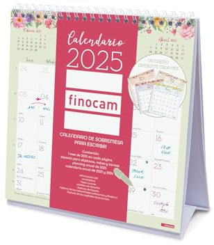 Finocam - Calendario Design de Sobremesa 2025 Mes Vista Enero 2025 - Diciembre 2025 (12 meses) Español