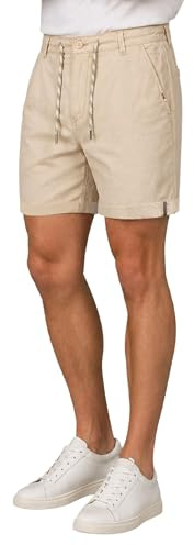 Indicode Herren Kurze Hosen (S-5XL) Regular Fit - 100% Baumwolle, Leichte, Atmungsaktive & Luftige Sommer Shorts Männer, Kordelzug - B795 Beige Medium