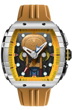 Nubeo Men's 48mm Magellan Chronograph Star Trek Enterprise-d Limited Edition Security Yellow Watch with Rubber Strap NB-6097-02