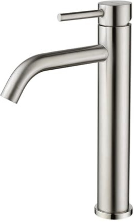 Decaura hoch Waschtischarmatur Badezimmer Bad Wasserhan Waschbecken Armatur Einhand Mischbatterie Edelstahl gebürstet für Aufsatzwaschbecken