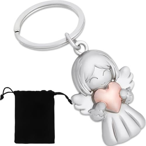 KOLZEMV Porte-clés Ange Gardien Étoile Pendentif, ange, porte clef femme, mascotte cle, Porte-Bonheur pour Examens ou Voiture Suspendue pour Femmes Petite Amie Collègues