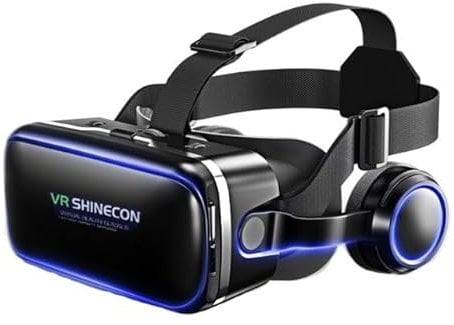Gafas de realidad virtual 3D para teléfono móvil, con auriculares, gafas de realidad virtual, gafas de realidad virtual, entretenimiento, antiluz azul, ajuste para iPhone y Android 4,5-6,8 pulgadas