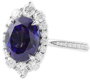 Wycian Ringe Frauen, Ring Mit Stein Blau 14 Karat Weißgold Größe 66 (21.0) Saphir Ovalschliff Dunkelblau Npassbar Für Geburtstag