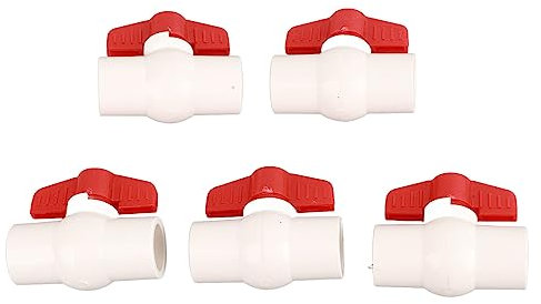 Kugelhahn, 5 Stück, flacher T-Griff, Absperrventil, PVC-Wasserversorgung, Kugelhahn, Schalter, Hochdruck-Kugelhahn für Schwimmbäder (25mm)