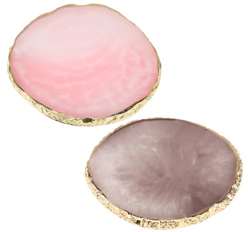 2 Teilige Harz Nagel Kunst Palette Nagelkunstpalette Aus Kunstharz, Nagelkunst Malpalette, Palette Mit Goldrand, Nagelgel Make-Up Anzeigetafel (Grau Pink)