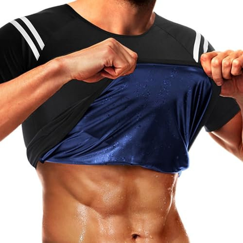 Gilet de sudation d'entraînement – T-shirt de sauna – Gilet de sudation pour sauna, entraînement facile, survêtement court pour homme, t-shirt de compression, t-shirt de sport gainant, t-shirt de