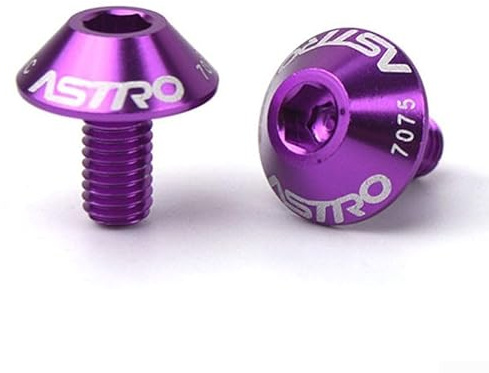 Lot de 2 vis de fixation pour porte-bidon de vélo en alliage d'aluminium léger M5 x 12 (violet)