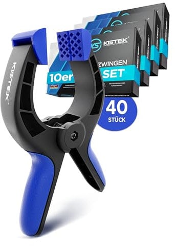 KISTEK® Klemmzwingen Set [40 Stück] - Federklemmen mit über 8cm Spannweite und starker Spannkraft - Klammern zum Leimen von Holz, Metall, etc. - Ideal zum Klemmen bei Fotografie, Pool & Werkstatt