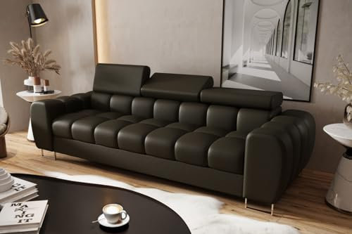 Friderik Sofa Aspen III Ledersofa 265 cm 3-Sitzer mehrstufige Kopfstützenverstellung (Braun)
