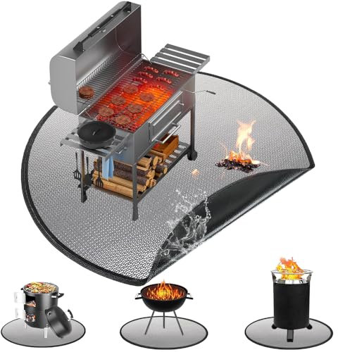 Faltbare Grillunterlage Bodenschutz, Wasserbeständige Grillmatte für BBQ Grills, Kamin, Boden, Rasen und Camping, Schwarz, Feuerfeste UnterlageFeuerschutzmatte Bodenschutzmatte (Schwarz/100-100)