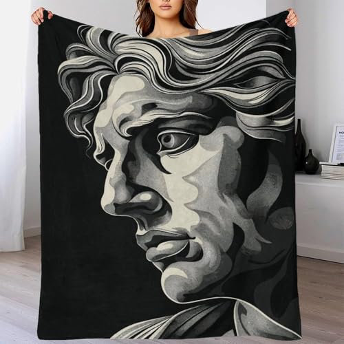„Alexander der Große“, 3D-Bedruckte Fleecedecke, Überwurf, große Decke für Erwachsene, flauschig, weich, warm, leichte Tagesdecke für Bett, Sofa, Büro, 150 x 200 cm