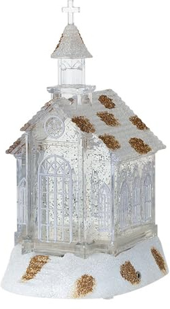 Elegante luce Up Natale palle di neve con glitter albero di pino robusto materiale plastico