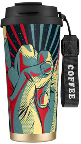 EdWal Rock and Roll Print Insulated Stainless Steel Travel Coffee Mug,Coffee Cups with Lids, for Hot Cold Drinks