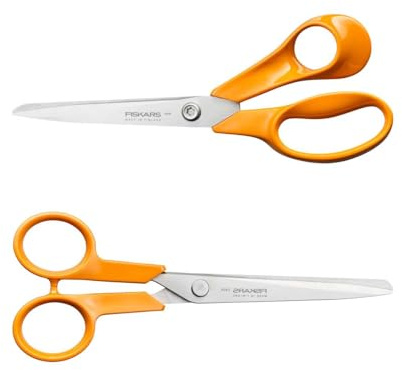 Fiskars Classic Scheren Universal-Set - Universalschere 21 cm + | Universalschere 16 cm, Ergonomische Griffe, Ideal für Papier, Stoff & Büroarbeiten, 1082450
