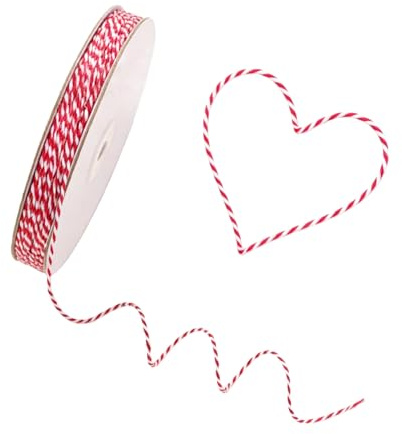 100m Red and White String, 2mm Christmas String for Gift Wrapping, Red and White Bakers Twine, Festive Red Rope for Crafts and Xmas Presents