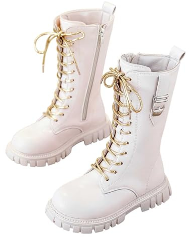 Stivaletti Bambina Scarpe Alta Anfibi Stringati Eleganti Moda Ragazza Stivali Sportivi Outdoor Camminata Leggeri Autunno Inverno Combat Boots