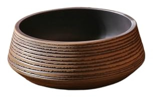 YNIYUJKL Bathroom Vessel Sink, Round Above Counter Porcelain Ceramic Sink Bowl Vintage Art Wash Basin, Line Textured