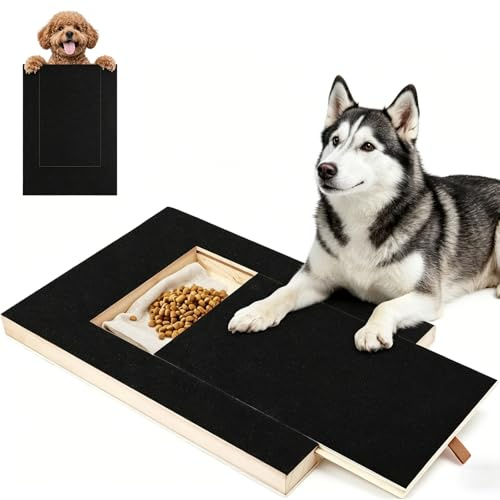 Veebmys Planche à Gratter pour Chien avec Boîte à Friandises, Lime à Griffes avec Papier Abrasif Remplaçable, Cadre en Bois Résistant, Outil d’Entraînement Interactif pour Chiens Petits à Moyens