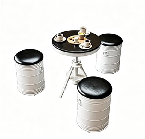 KIBONCY Kleines Tisch- und Stuhlset mit Metallrahmen, minimalistische Eisenmöbelkombination, perfekt for Wohnheime, Balkone und Enge Räume(White B)
