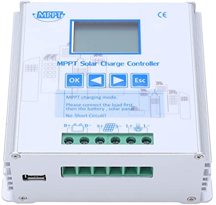 YUKERMARB Regolatore di Carica Solare, Regolatore di Carica MPPT 12V 24V 20A, Ingresso Fotovoltaico 80V, Attivazione Al Litio, con Stabilizzazione della Tensione, modalità di Carico Multiplo per