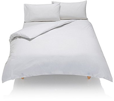 Lawrence Caprino Plain Duvet Cover with Pillow Case Quilt Cover Bed Set Single Double & King Size (SINGLE, WHITE)