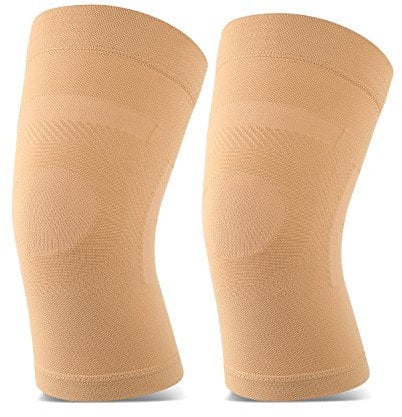 Knee Sleeves, 1 Pair, Could Be Worn Under Pants, Lightweight Knee Compression Sleeves for Men Women, Knee Brace Support for Joint Pain Relief, Arthritis, ACL, MCL, Sports, Injury Recovery, Beige M