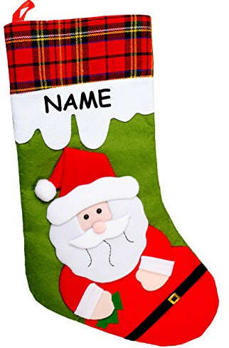 1 Stück XL - Weihnachtssocke & Filzstrumpf - 3-D Effekt - Weihnachtsmann/Nikolaus/Santa Clause - incl. Name - 51 cm - Nikolausstiefel - Nikolausstru..