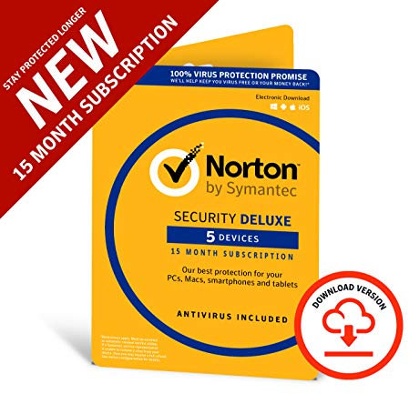 Norton Security Deluxe 2019 | 5 Devices | 1 year + 3 months | Antivirus included | PC|Mac|iOS|Android | Download
