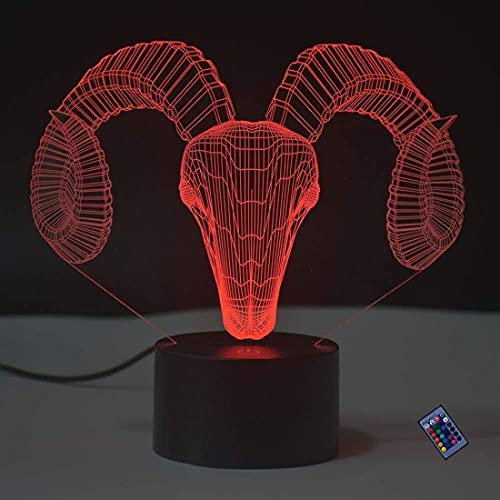 Optische Täuschung 3D Hörner Nacht Licht 16 Farben Andern Sich Fernbedienung USB-Strom Touch Schalter Dekor Lampe LED Lampe Tisch Kinder Brithday weihnachten Geschenk