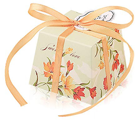 YFZYT Geschenkbox Gastgeschenk Schachtel Kartonage Süßigkeiten Kartons für Hochzeit Geburtstag Party Gartenparty Taufe Babyparty Baby Shower Festival Weihnachten - 100 Stücke(5.5 * 7 * 5.5cm), Grün#2