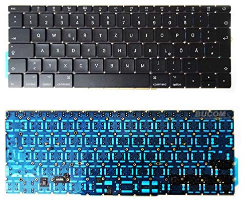 Bucom Teclado para Apple MacBook Pro de 13 pulgadas A1708, teclado alemán con iluminación a finales de 2016 - mediados de 2017