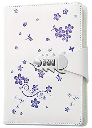 Ai-life Notizbuch mit Schloss, Retro Vintage PU Leder Password Notebook Passwort Tagebuch Notizblock, 130 Seiten Notizblock mit Zahlenschloss, Größe 215 * 150mm