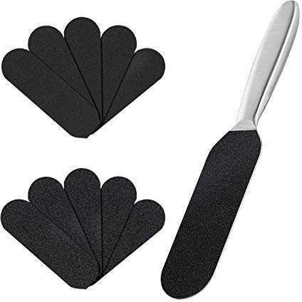 Pedicure Foot File Stainless Steel Foot Rasp File with Ten Free Refill Grits Double-Sided Replacement Pads