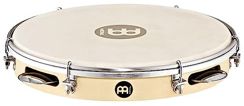 Meinl Percussion Traditional Wood Pandeiro - Rahmentrommel mit Schellen - Durchmesser 10 Zoll - Ziegenfell - Pappel / Stahl, Natur / Verchromt (PA10PW-M)