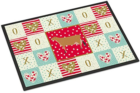 Carolines Treasures Fußmatte, Jersey Kuh Love, 24 x 36 cm, Mehrfarbig