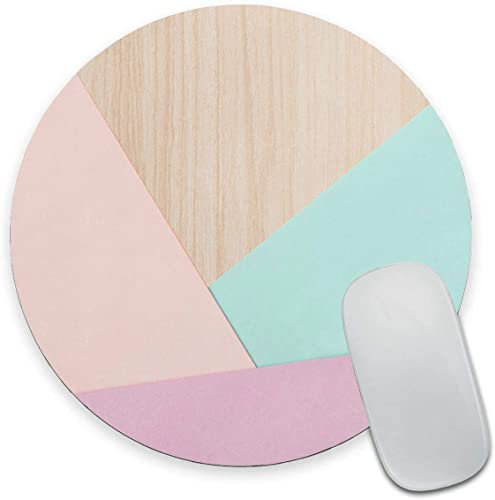 Armanza Tapis de souris rond en bois, rose, vert, violet, tapis de souris de jeu lavable avec tissu Lycra, base en caoutchouc antidérapant, petit tapis de souris pour souris sans fil