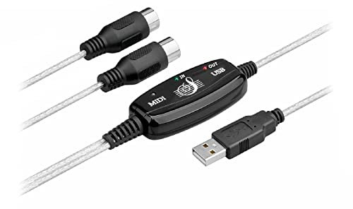Bolwins B60S Midi-Kabel USB Interface Konverter – 5-polig, 2m für Musik Keyboard, PC und Laptop – Instrumentenkabel für Musikstudio