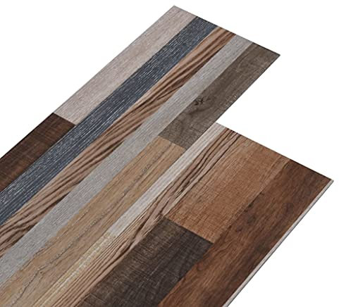 vidaXL Multicoloured PVC Flooring Planks - Resilient, Waterproof and Non-slip - 5.02 m² Coverage - Easy to Install
